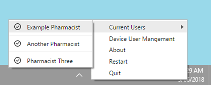 selecting a user from RTPM configuration menu